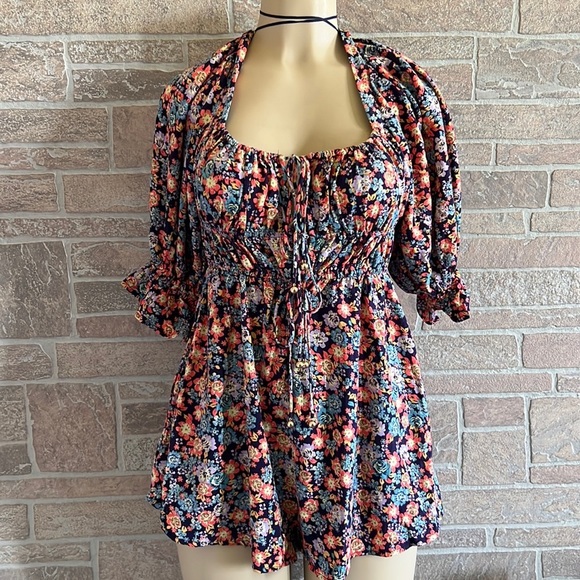 Free People Show Me Love Navy Romper - Picture 3 of 9